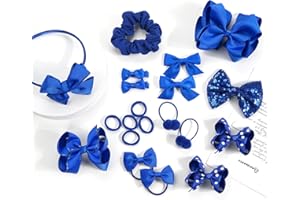 MUFEKUM School Girls Hair Accessories - Blue Bow Hair Clips, Headband, Hair Bands - Christmas, Birthday Gift