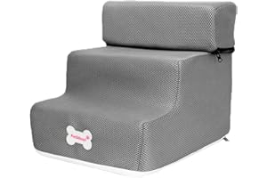 Poo4kark 3-stufige Hundetreppe, Haustierleiter-Abdeckung, abnehmbare, Bequeme, rutschfeste Hunderampe, Treppen, geeignet für kleine Hunde Heimtierbedarf Für Hundespielzeug (Grey, One Size)
