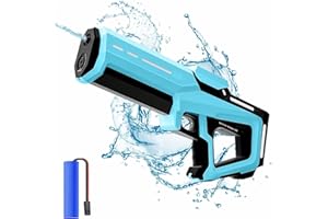 VULAOP Pistola de agua eléctrica con absorción automática de agua, 300 ml, 2 en 1, pistola de agua eléctrica para adultos, pistola de agua eléctrica para niños (azul)