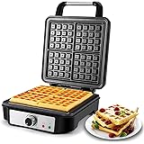 Piastra per Waffle, Tiastar Waffle Maker belga, Macchina per Waffle Quadrato Antiaderente a 4 fette, Piastra Waffle Anti-vers