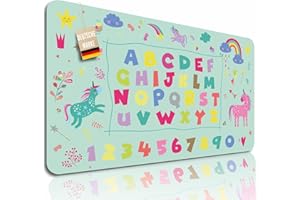 Lineo® Tappetino da scrivania per bambini – Base da scrivania impermeabile, antiscivolo, educativa e decorativa per bambini (Unicorno e principessa (70x40 cm))