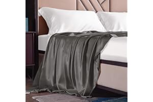 THXSILK Seide Betttuch/Bettlaken/Haustuch, Nahtlos Dunkelgrau Seiden Bettlaken, 100% Reine 19 Momme Maulbeerseide Bettwäsche, 180x260 cm