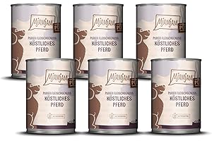 MjAMjAM - Premium Nassfutter für Hunde - purer Fleischgenuss - köstliches Pferd pur, 6er Pack (6 x 400 g), getreidefrei mit extra viel Fleisch