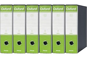 Esselte OXFORD G83 Registratore con Custodia, con Meccanismo a Leva N.1 in Formato Commerciale (23x30cm) con Dorso da 8 cm, Verde Lime, Conf.da 6 pezzi, 390783600
