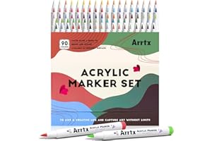 Arrtx Pennarelli acrilici con punta a pennello di alta qualità, inchiostro a base d'acqua, atossici, impermeabili, per pittura su roccia, legno, pietra, vetro, tessuto, decorazioni natalizie