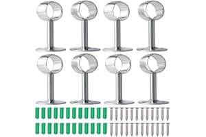 Biluer Gardinenstange Halterung, 8PCS Edelstahl Rundrohr-Halterung Halterung fur Die Vorhangstange Kleiderschrank Stangenhalter Fur Kleiderschrank Schrankrohr Zum Aufhangen