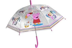 Chanos Kinder Peppa Wutz Pig Regenschirm Stock-Schirm Transparent Cartoon 76 cm Achteckig 230 g ab 3 Jahren