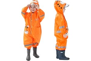 Fewlby Impermeabile Bambini Tuta Pioggia Bambina Antipioggia con Cappuccio Poncho Impermeabile Ragazze Ragazzi Giacche da Pioggia con Cappello Trasparente per 1-10 Anni