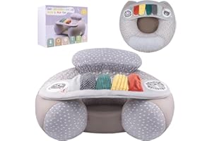 Blublu Park Aufblasbarer Sitz auf dem Boden für Babys von 3-36 Monaten, tragbarer Baby-Stuhl‚ Sit-Me-Up Babyschale abnehmbarer Aktivitäts- und Sinnesplatte, Babysitze zum Aufsitzen (Grau Neu)