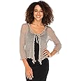 Back From Bali Womens Sheer Shrug Cardigan Sweater Ruffle Lightweight Knit