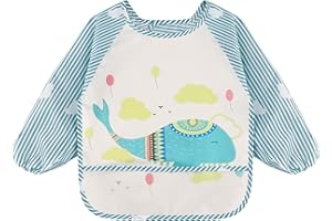 Vancle Bavaglini con Maniche Lunghe, Bambini Bavaglino Impermeabile, Sottile Leggere Grembiule Pappa Svezzamento per Dipingere, Giocare e Mangiare 12-36 Mesi