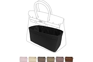 DGAZ Handbag Organizer Satin thick,Silk,Luxury Handbag Tote in Bag Shapers, Women- Fits Birkin25/30/35/40 Bags (Black, BK25)