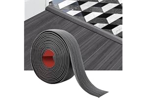 VOAKZEF 10 Ft Floor Transition Strip,Peel and Stick Floor Divider Strip,Self Adhesive Vinyl Floor Transition Strip,Floor Flat Divider Strip for Joining Floor Gaps,Threshold Cover (Dark Gray)