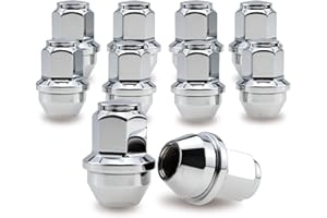 PSGSP Wheel Nuts for Ford Transit Custom MK8, Tesla Model 3 / S/X/Y, 10 pcs, Chrome, M14x1.5 Thread, Cone Seat fit Factory OEM Wheels, Replace OE. No. 5196786, ACPA1012KXA, 2007065, 49204
