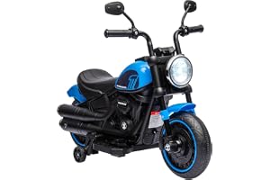 HOMCOM Elektrisk barnmotorcykel, elmotorcykel med strålkastare, barn 3 km/h elektrisk motorcykel med 2 stödhjul för barn från