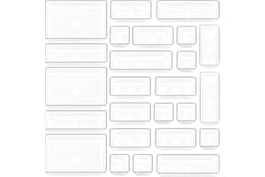 DCA 25 PCS Clear Plastic Drawer Organizer Tray, Bathroom Organizers and Storage Bins for Makeup, Kitchen Utensils, Jewelries, Gadgets, Office Desk