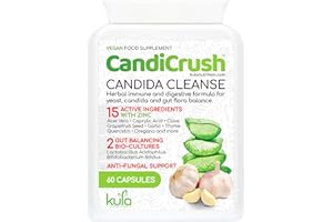 KULA NUTRITION CandiCrush - Candida Cleanse Complex - Herbal Thrush Tablets - Natural Candida Treatment for Women and Men with Probiotic Live Friendly Bacteria for Yeast Infection - 60 Vegan Capsules