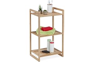 Relaxdays Estantería Bambú, 70 x 40 x 30 cm Aprox., Estante de Pie con 3 Baldas, Baño, Cocina, Salón, Autónoma, Natural
