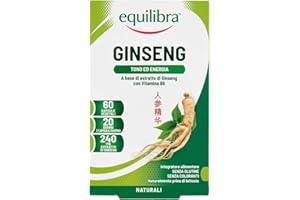 Equilibra Integratori Alimentari Ginseng, Integratore A Base Di Ginseng E Vitamina B6, Contro La Stanchezza Fisica E Mentale, Per Il Normale Metabolismo Energetico, 60 Unità, Confezione da 1