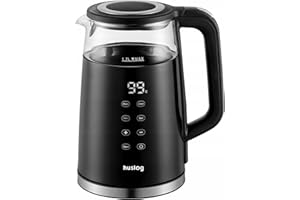 Huslog Bollitore elettrico, 1,7 L, impostazione temperatura touch, 2200 W, nero