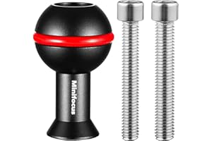 MINIFOCUS 1" Kugeladapter mit M6 & 1/4" Gewindezapfen, Aluminiumlegierung Fester Kugelkopf-Montageadapter für Action-Kamera & Camcorder kompatibles Unterwasser-Tray-Halterungs-Blitzlicht-System