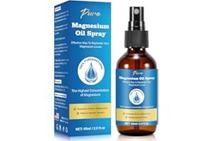 PSECICI Pure Magnesium Oil Spray for Feet & Body - Easy to Absorb, Magnesium Spray, 2 fl oz (60mL) in Glass Bottle
