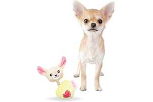 PET CUISINE Pet London Giocattolo per cani di piccola taglia con personaggio chihuahua, in peluche, per cani a pelo lungo e corto, chihuahua e adulti (Lola (giallo))