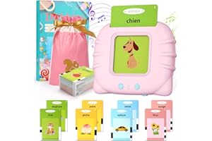 DOKKITA Cartes Parlante Montessori Français, Cartes Flash Parlantes Français 224 Mots, Cartes éducatives Français pour Enfants, Jouets éducatifs pour écouter et Apprendre Mots Français, Motami Français -Rose