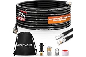Ampvolts 10M Desatascador de Tuberías a Presión - 400 Bar/5800 PSI, Compatible con Hidrolimpiadoras Karcher K2 K3 K4 K5 K6 K7 - Limpia Fácilmente Tuberías y Desagües Obstruidos