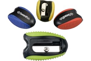 Swordfish [40287]‘Soft Grip’ Pencil Sharpener [Pack of 2] Assorted Colours ,Yellow,Blue,Green,Red