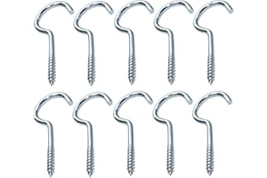 Aerzetix - C47866 - Set di 10 pezzi - gancio a vite in legno - Ø3.3x60mm - acciaio zincato - fai da te - utensili di montaggio/ferramenta