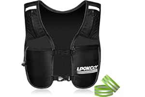 LPQKCCY Gilet de Course avec 2 brassards réfléchissants Haute visibilité, Gilets de Course réfléchissants pour Femmes et Hommes avec Taille réglable, Gilet d'hydratation léger, 5 Poches
