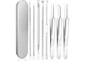 JINYJIA Punti Neri strumenti, 8 Pezzi Rimozione Punti Neri Kit, Pinzette per la Rimozione di Punti Neri in Acciaio Inossidabile con Scatola, togli i Punti Bianchi e le Macchie Acne dal Viso