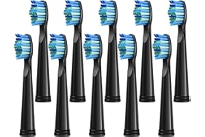 Cabezales de recambio para cepillo de dientes eléctrico Fairywill D7/D8/FW507/FW508/FW551/FW2011/FW917/FW959/FW515/Seago SG E9, con cerdas suaves (negros, 10 unidades)