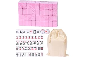 Rianpesn Mahjong, Mahjong Version Chinoise Traditionnelle Jeu, 144 Mahjong Tile Set Travel Board Game, Mahjong Entertainment Props Games