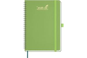 BEZEND Agenda Settimanale 2025 2026 Spirale, A5 21 x 15,5 cm, 18 Mesi Diario Scuola Medie con Doppio Orario da Lug.25 a Dic.26, Copertina Morbida in Pelle PU - Frutta Verde