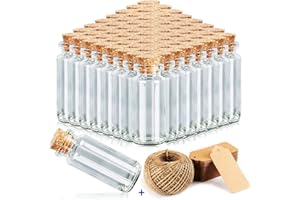 beihuazi® Mini Bottiglie Vetro 10ml Boccette Vetrocon Tappi di Sughero 40 pezzi Piccola Bottigliette per barattoli, caramelle, stoccaggio,oli, spezie, erbe o tè circa