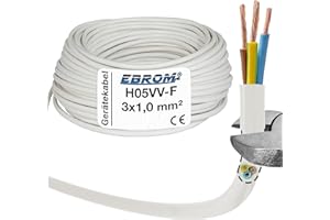EBROM Schlauchleitung H05VV-F 3G1 mm² - 3x1 mm² - weiß - 10 m und 25 Meter