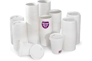 gobecups 100 Pappersmuggar med Lock 240 ml Vita Engångsmuggar Take Away