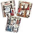 Stationary 3 London Souvenirs Notebook - A6 London Notepads Pens - Union Jack British Gift Note Pad with Matching Pen