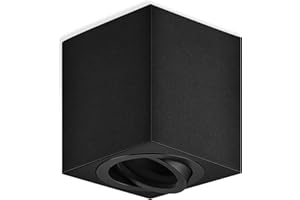 GeyouLux Spot en saillie Orientable, Plafonnier Spot GU10 230V, Spots de Plafond Ø80x84mm, Plafonnier Luminaire LED douille gu10, Downlight Lampe éclairage pour GU10 et LED modules, Noir-Carré