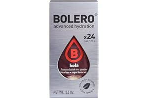 BOLÉRO Bolero Drinks, 24 sobres de 3 gramos, sabor a fruta, preparación en polvo soluble en agua para bebidas frescas, 72 gramos, endulzado con stevia (Cola)