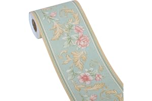 HyFanStr Frise Murale Adhesive 3D Amovibles Fleur Verte Bordure De Papier pour Chambre Cuisine Salon 500X10cm