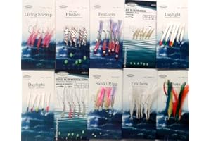 FLADEN 10 Assorted Bait & Mackerel Rigs Inc. Feathers Daylight and Sabiki (with 2 Marauder Snap Swivwls)
