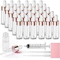 30 Bottiglie Vetro Ambra 5ml Per Oli Essenziali | Con Contagocce, Imbuti E Siringa - Foto 2