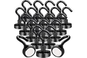 Aenienoe 20 Pièces Crochet Magnetique 10kg Aimant Puissant Neodyme Crochet pour Frigo Cuisines Bureau École Crochet de Croisière Robuste au Plafond Argenté Noir