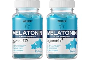 Weider Gummy Pack Duo Melatonin. Botes De Melatonina 1mg En Gominola. X60 Gummies. Sabor Blueberry., Blanco, Arandano, 2 Unidad