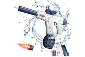 IEEILULU Pistola de Agua Eléctrica, Pistola de Agua Automática con Luz, 500CC+58CC Pistola de Agua de Gran Capacidad, Juguete de Pistola de Agua Verano, Playa, Piscina para Niños y Adultos (Azul)