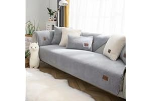 Gluhbirnen Sherpa Fleece Sofa Couch Cover, Fuzzy Couch Cover, Universal Non Slip L Shape Couch Cushion Cover, Washable Sofa Protector, Light Gray, 70 * 180CM