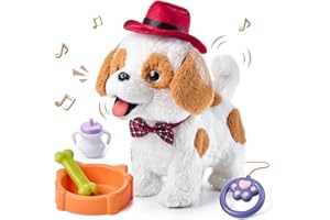 OR OR TU Chien Jouet Peluche Qui Marche et aboie en Laisse Lèche, Robot Animaux pour 3 4 5 6+ Ans Filles Garçons Cadeau